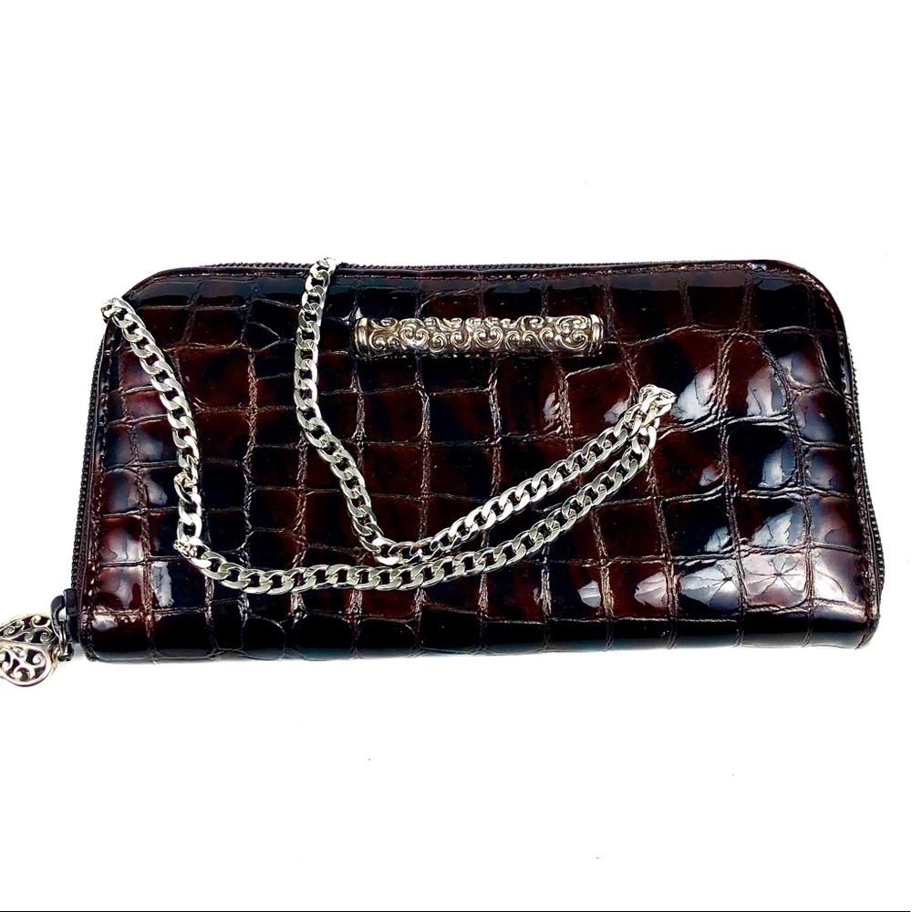 Brighton Brown Patent Croc Embossed Wallet/Mini Bag